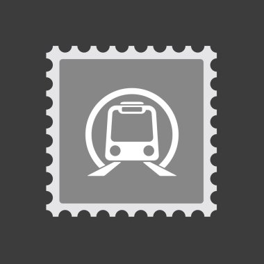 İzole posta damgası simgesi ile bir metro tren simgesi
