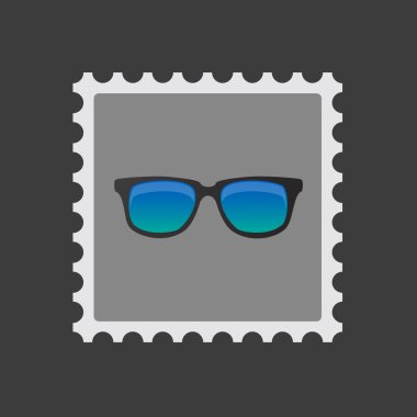 İzole posta damgası simgesi ile bir güneş gözlüğü simgesi
