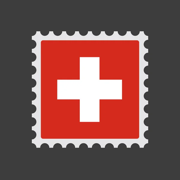 Ícone de carimbo de correio isolado com bandeira suíça — Vetor de Stock