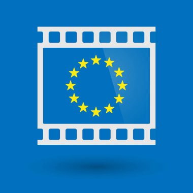 İzole 35mm film çerçeve slayt photogram AB bayrağı yıldız ile