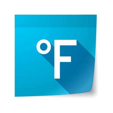 Bir farenheith derece işareti ile izole yapışkan not