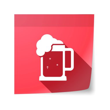 Bir bira kavanoz simgesi ile izole yapışkan not