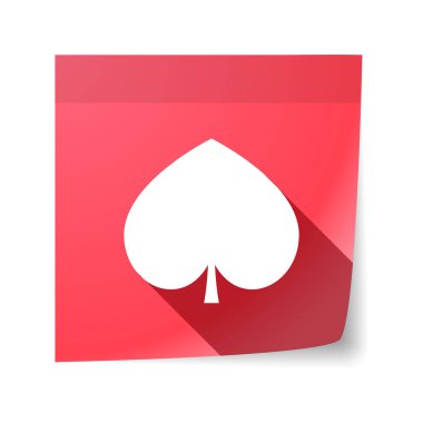 Maça poker oyun kağıdı işareti ile izole yapışkan not