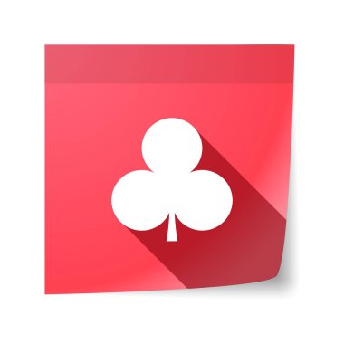 Club poker oyun kağıdı işareti ile izole yapışkan not