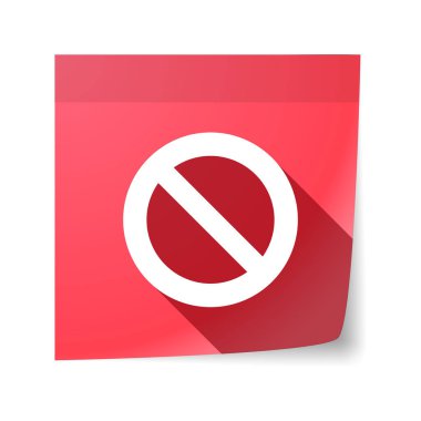 Yasak bir işareti ile izole yapışkan not