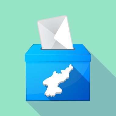 Uzun gölge oy sandığı ile Kuzey Kore Haritası