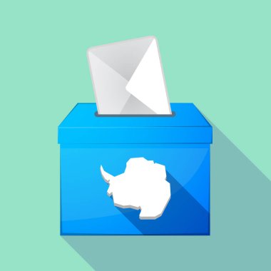 Uzun gölge oy sandığı ile Antarktika Haritası 