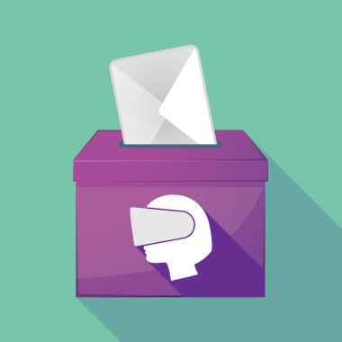 Uzun gölge oy sandığı bir sanal rea giyen bir kadın kafa ile