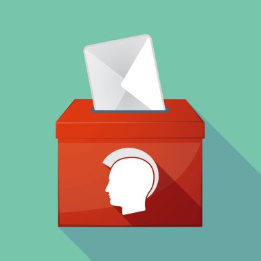 Uzun gölge oy sandığı bir erkek punk baş silueti ile