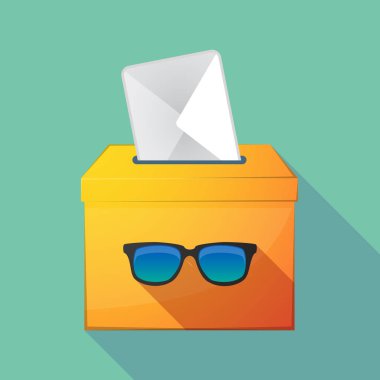 Uzun gölge oy sandığı bir güneş gözlüğü simgesiyle