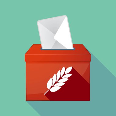 Uzun gölge oy sandığı bir buğday bitki simgesiyle