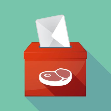 Uzun gölge oy sandığı bir biftek simgesiyle