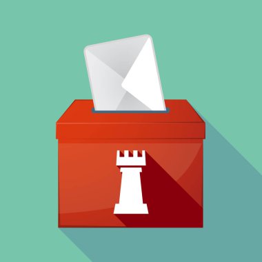 Uzun gölge oy sandığı bir kale satranç rakam ile