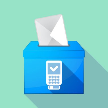 Uzun gölge oy sandığı bir dataphone simgesi ile