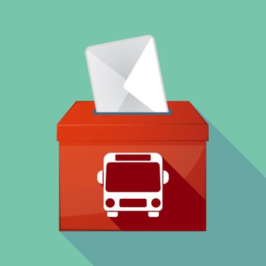 Uzun gölge oy sandığı bir otobüs simgesiyle