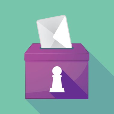 Uzun gölge oy sandığı bir piyon satranç rakam ile