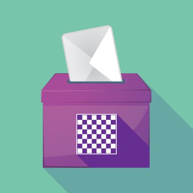 Uzun gölge oy sandığı bir satranç tahtası ile