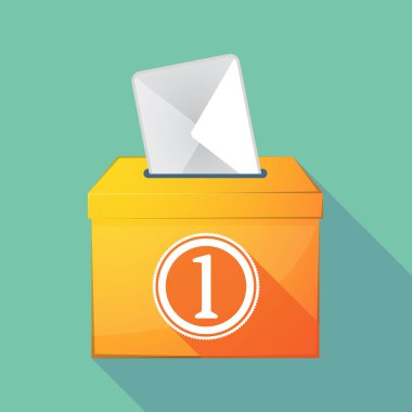 Uzun gölge oy sandığı bir sikke simge ile