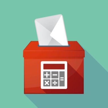 Uzun gölge oy sandığı bir hesap makinesi ile