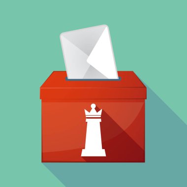 Uzun gölge oy sandığı bir Kraliçe satranç rakam ile