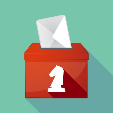 Uzun gölge oy sandığı bir şövalye satranç rakam ile