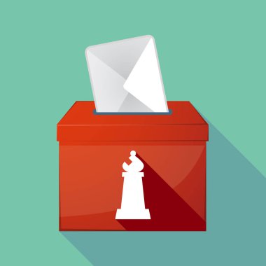 Uzun gölge oy sandığı bir fil satranç rakam ile