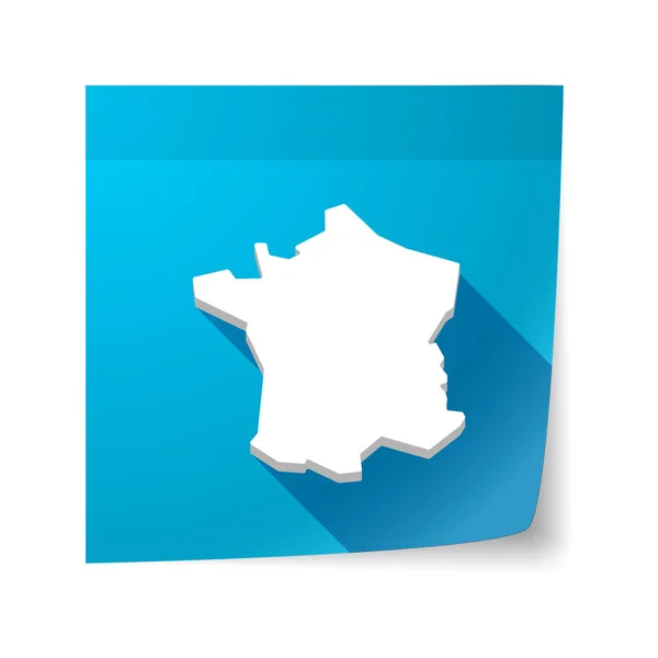 Isolated sticky note with  the map of France — Stock Vector