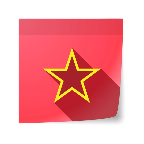 Nota isolata appiccicosa con la stella rossa dell'icona del comunismo — Vettoriale Stock