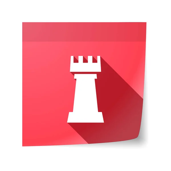 Απομονωμένη κολλώδη σημείωση με μια φιγούρα πύργος στο σκάκι — Διανυσματικό Αρχείο