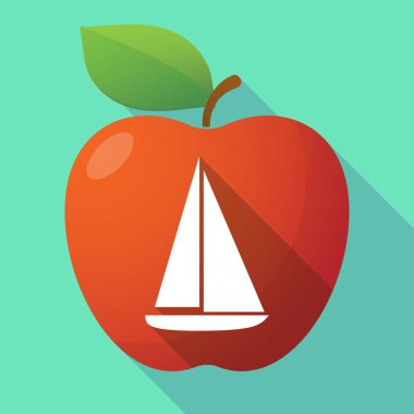 Uzun bir gemi ile gölge elma meyve simgesi