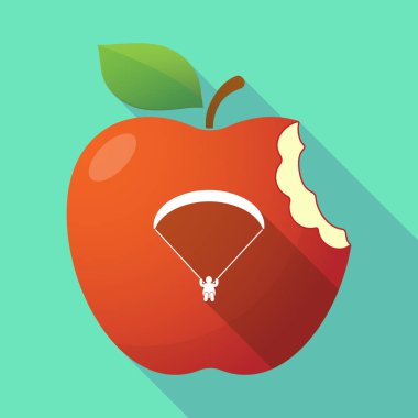 Uzun gölge elma meyve simgesi bir yamaçparaşütü ile