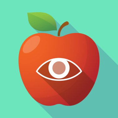 Uzun gölge elma meyve simgesi bir göz ile