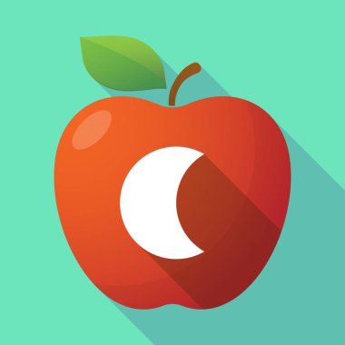 Uzun gölge elma meyve simgesi ile bir ay