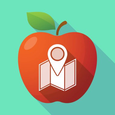 Uzun gölge elma meyve simgesi bir harita