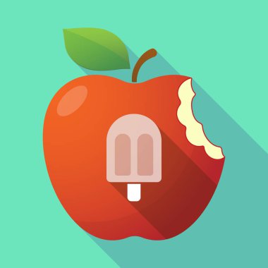 Uzun gölge elma meyve simgesi bir dondurma ile