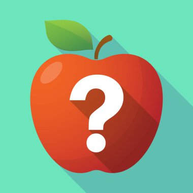 Uzun gölge elma meyve simgesi bir soru işareti ile