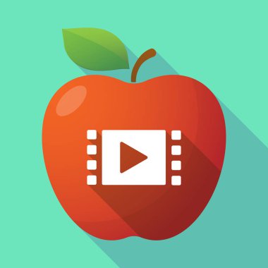 Uzun gölge elma meyve simgesi Multimedya işaretiyle