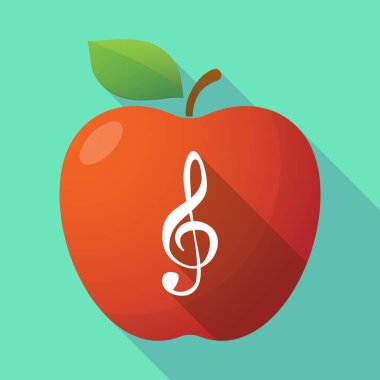 Uzun bir g nota anahtarı ile gölge elma meyve simgesi