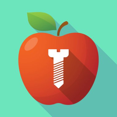 Uzun gölge elma meyve simgesi bir vida ile