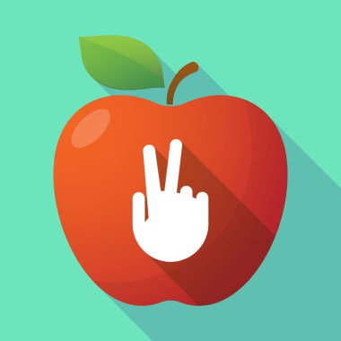 Uzun gölge elma meyve simgesi bir zafer el ile