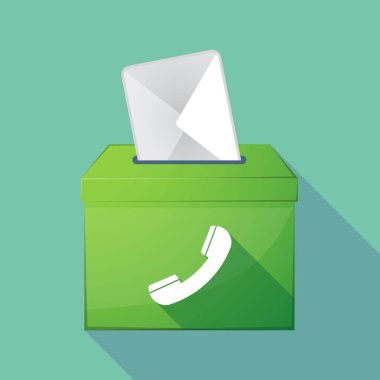 Uzun gölge oy sandığı bir telefon ile