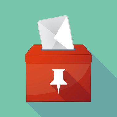 Uzun gölge oy sandığı bir iğneye ile