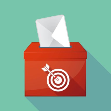 Uzun gölge oy sandığı bir dart tahtası ile