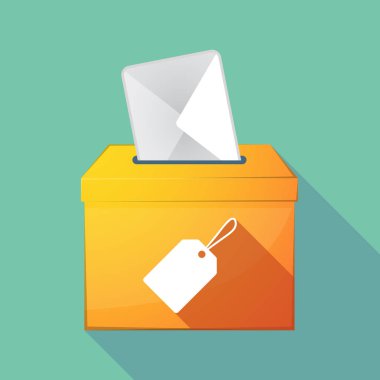 Uzun gölge oy sandığı bir etiketle