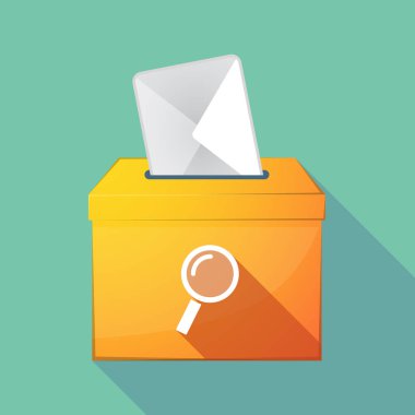 Uzun gölge oy sandığı bir büyüteç ile