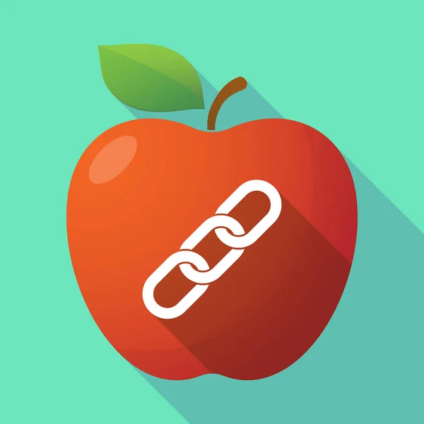 Uzun bir zincir ile gölge elma meyve simgesi — Stok Vektör