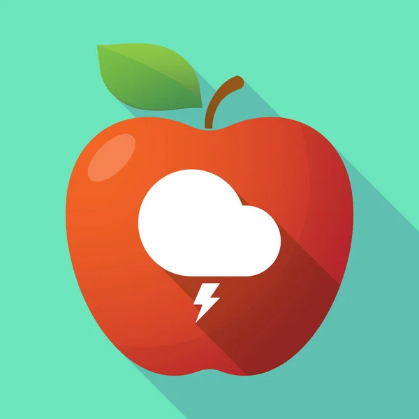 Lange schaduw fruit appelpictogram met een stormachtige wolk — Stockvector