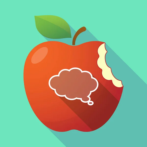 Langer Schatten Apfelfrucht-Ikone mit einem Comic-Wolkenballon — Stockvektor