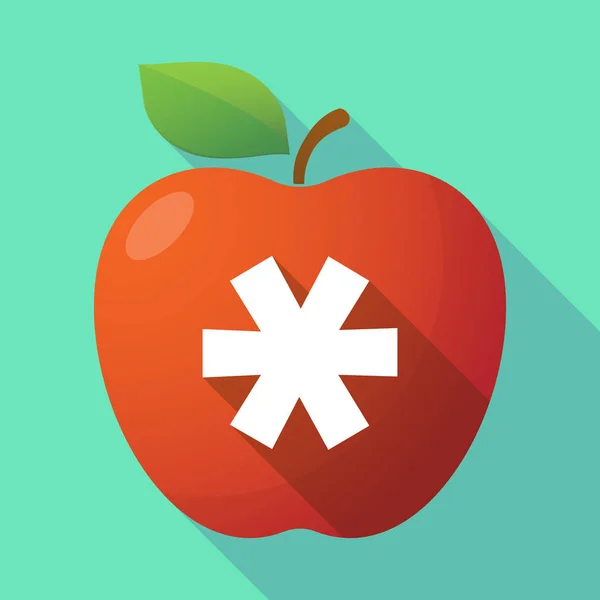 Длинная тень яблока икона фруктов со звездочкой — стоковый вектор