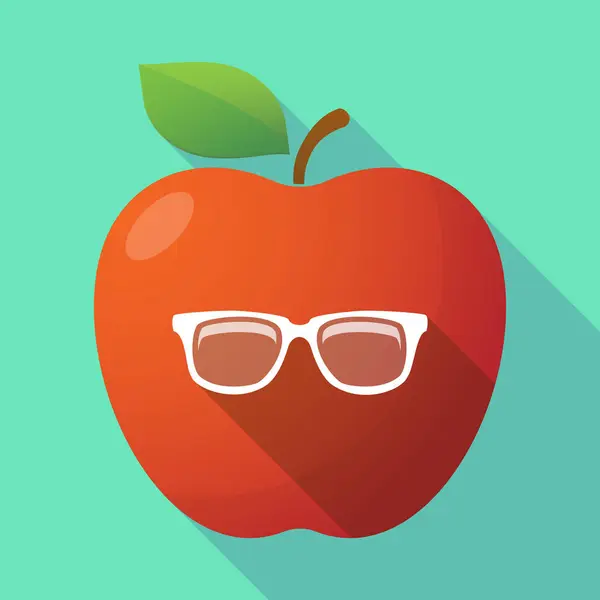 Icono de fruta de manzana de sombra larga con gafas — Archivo Imágenes Vectoriales